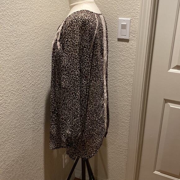 Democracy Women’s Animal Print & Lace Tunic Top EUC Sz 1X Flow Hippie Polyester - Picture 3 of 12